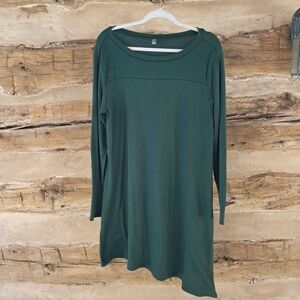 Korsis Green Long Sleeved Asymmetric Hem Midi Dress Size 2XL